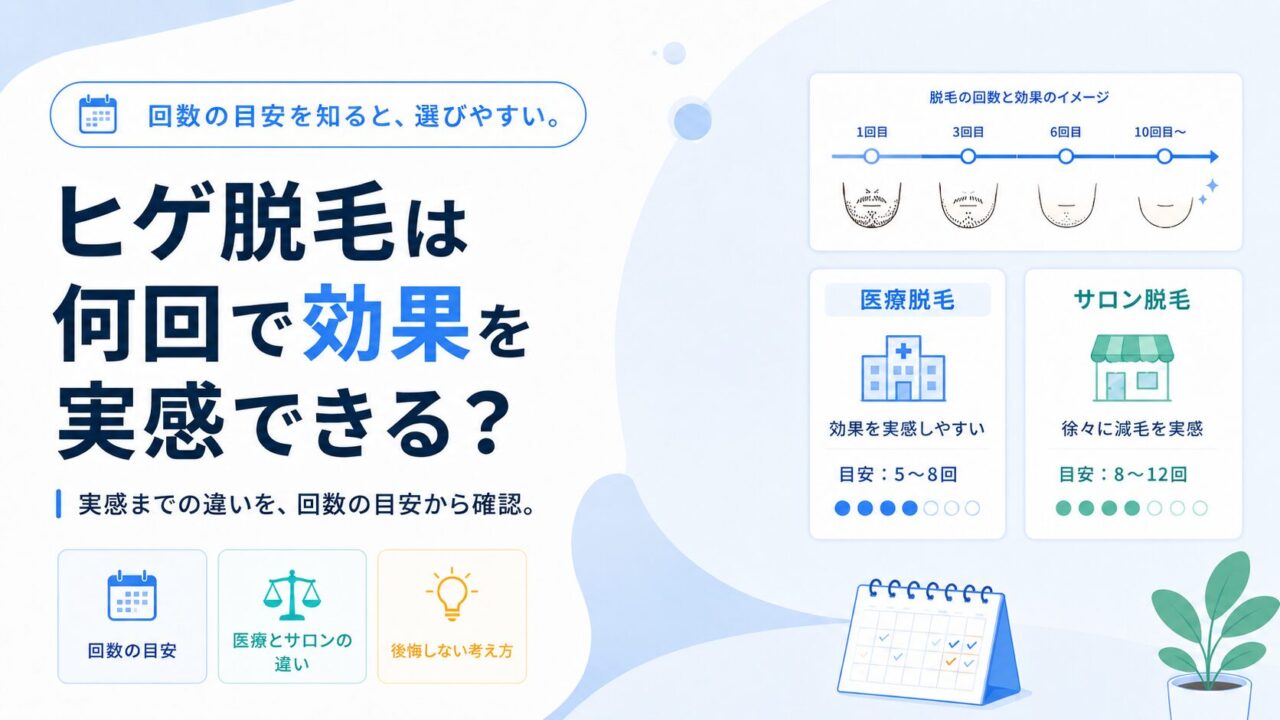 ヒゲ脱毛は何回で効果を実感できる？医療脱毛・サロン脱毛の回数目安