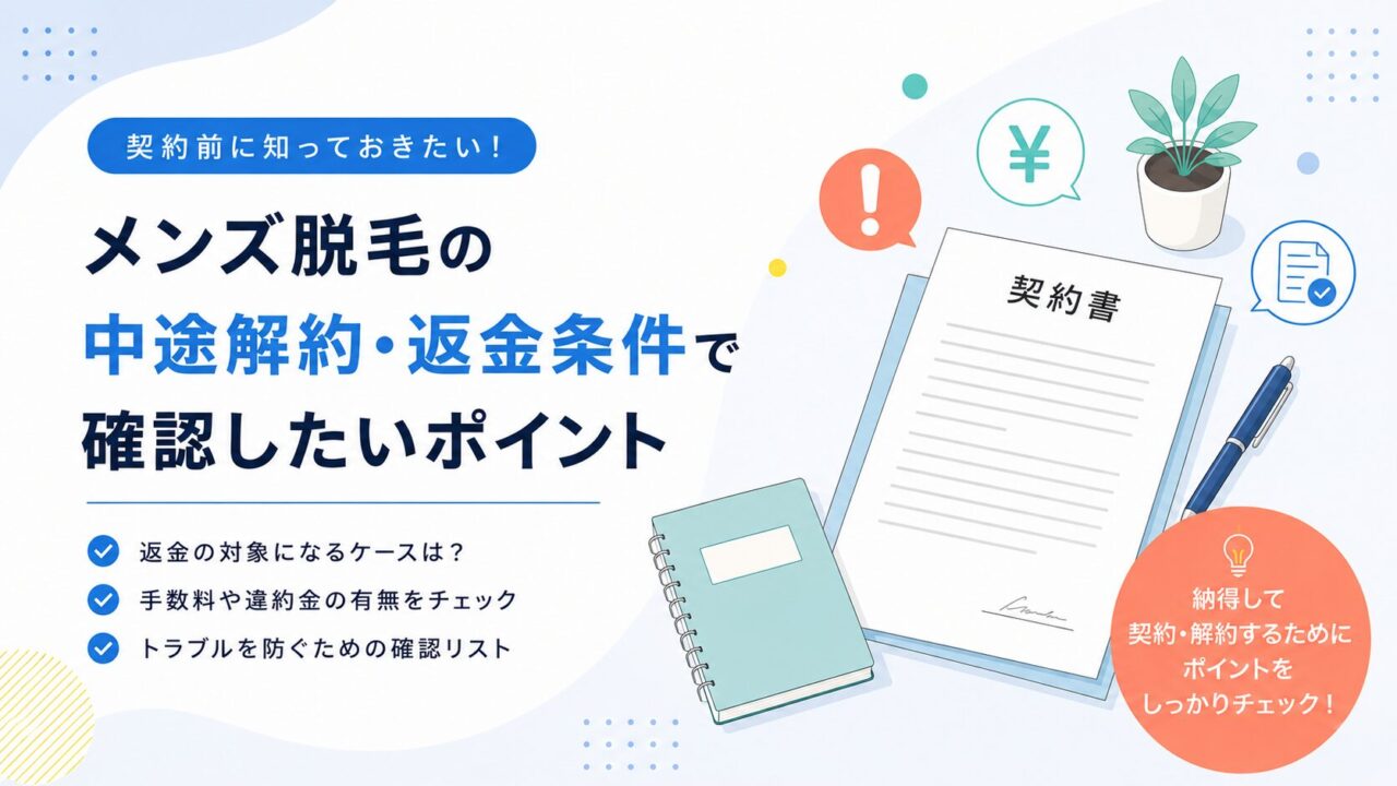メンズ脱毛の中途解約・返金条件で確認したいポイント