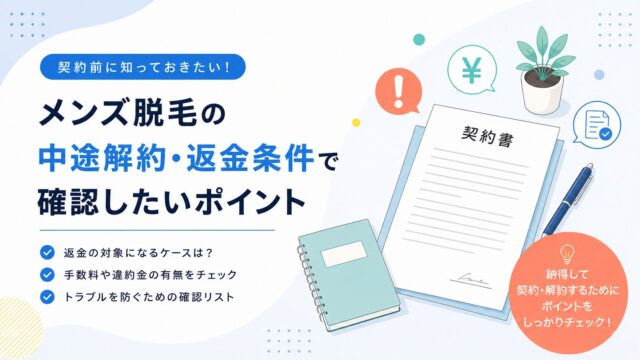 メンズ脱毛の中途解約・返金条件で確認したいポイント