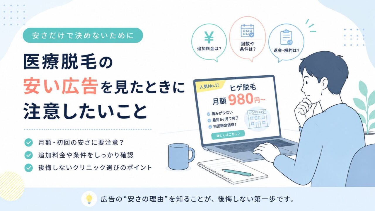 医療脱毛の安い広告を見たときに注意したいこと