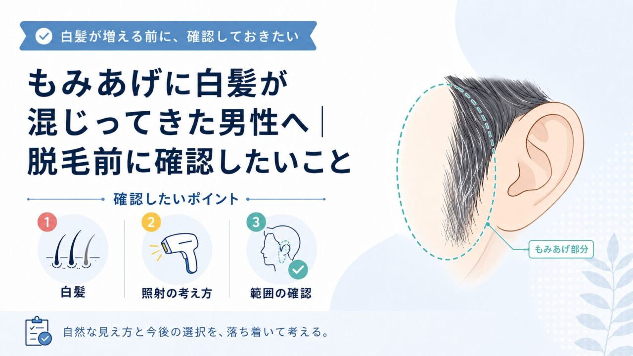 もみあげに白髪が混じってきた男性へ｜脱毛前に確認したいこと もみあげの白髪は、40代