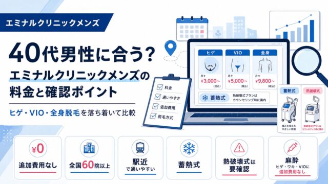 エミナルクリニックメンズは40代男性に合う？ヒゲ脱毛・VIO脱毛・全身脱毛の料金と確認ポイント