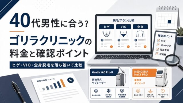 ゴリラクリニックは40代男性に合う？ヒゲ脱毛・VIO脱毛・全身脱毛の料金と確認ポイント