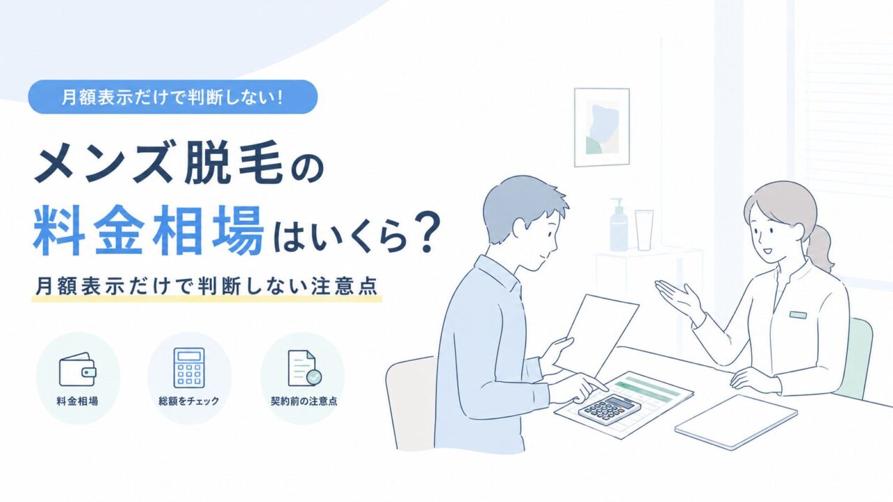 メンズ脱毛の料金相場はいくら？月額表示だけで判断しない注意点