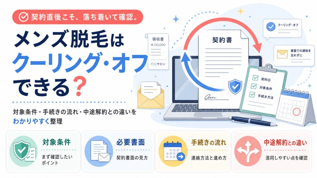 メンズ脱毛はクーリング・オフできる？契約直後に確認したい条件と手続き