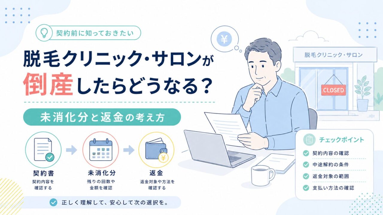 脱毛クリニック・サロンが倒産したらどうなる？未消化分と返金の考え方