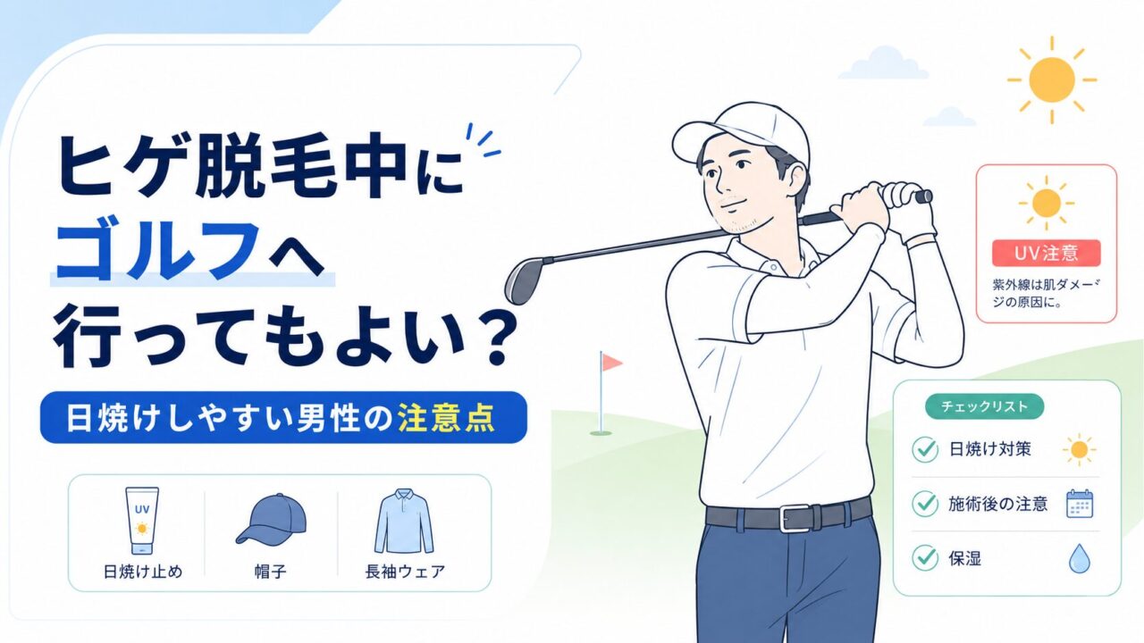ヒゲ脱毛中にゴルフへ行ってもよい？日焼けしやすい男性の注意点