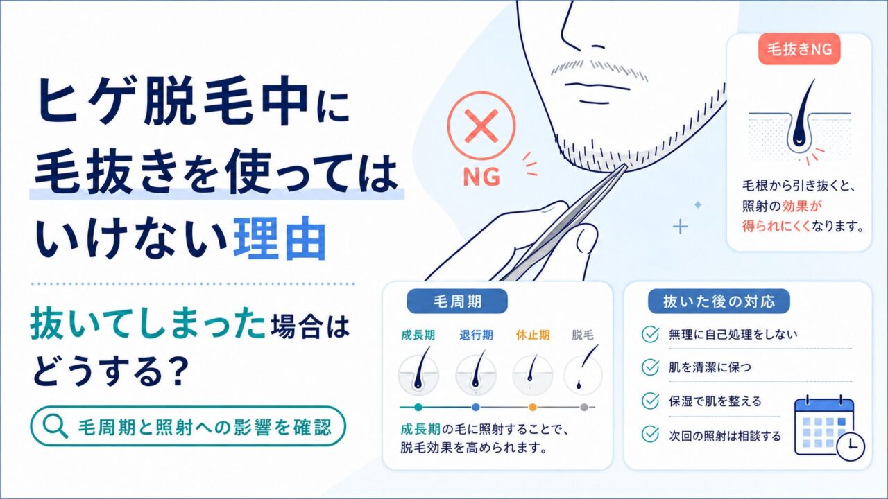 ヒゲ脱毛中に毛抜きを使ってはいけない理由｜抜いてしまった場合はどうする？