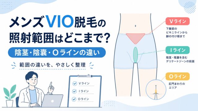 メンズVIO脱毛の照射範囲はどこまで？陰茎・陰嚢・Oラインの違い