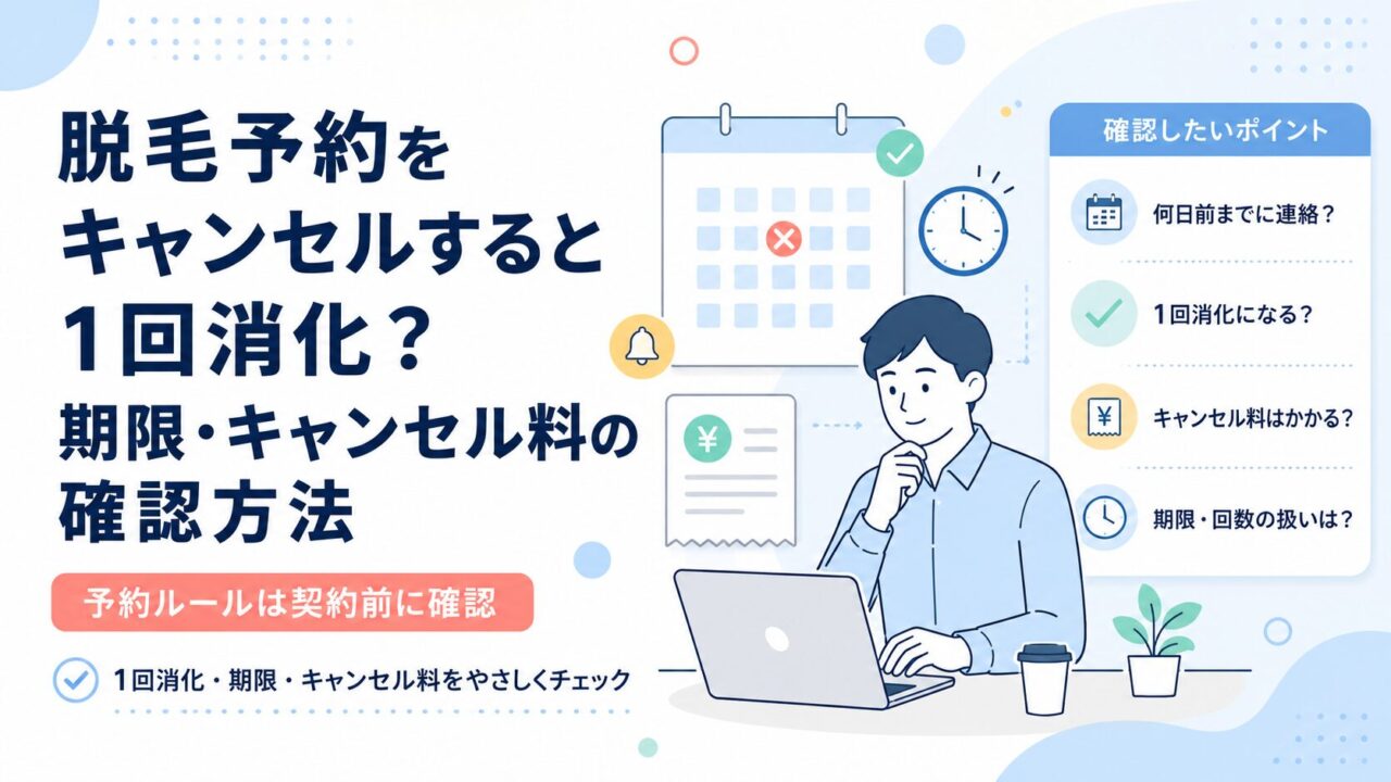 脱毛予約をキャンセルすると1回消化？期限・キャンセル料の確認方法