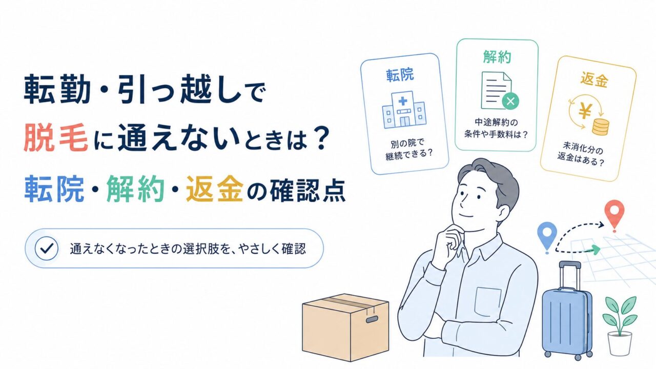 転勤・引っ越しで脱毛に通えないときは？転院・解約・返金の確認点